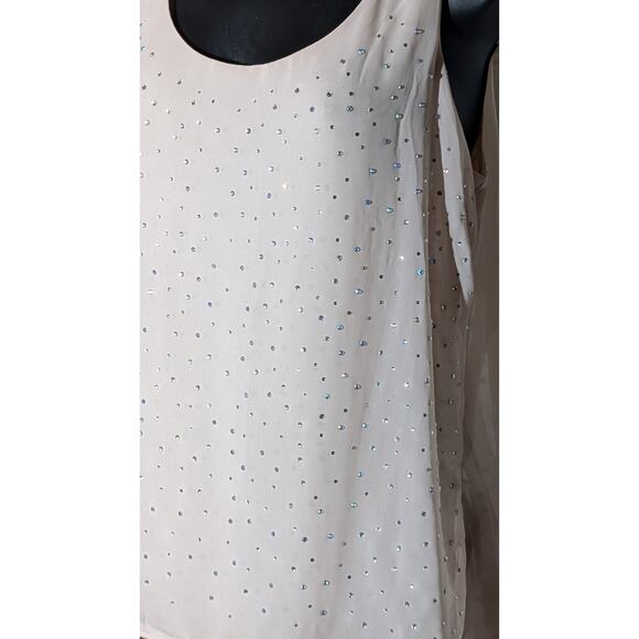 Express Blush Pink Sleeveless Tank Top with Rhinestone Sheer Overlay Medium - Picture 2 of 4
